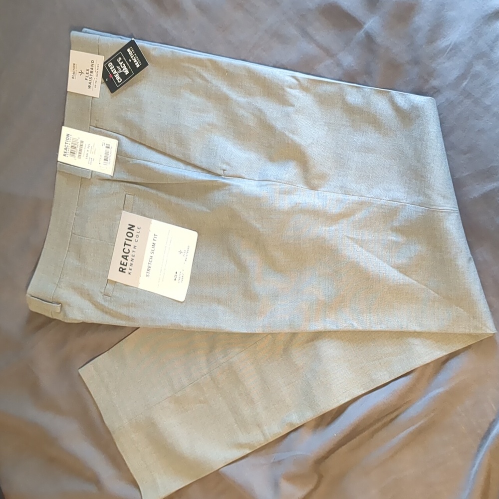 Men's Reaction Kenneth Cole Stretch Slim Fit Gray Dress Pants Size 34Wx32L